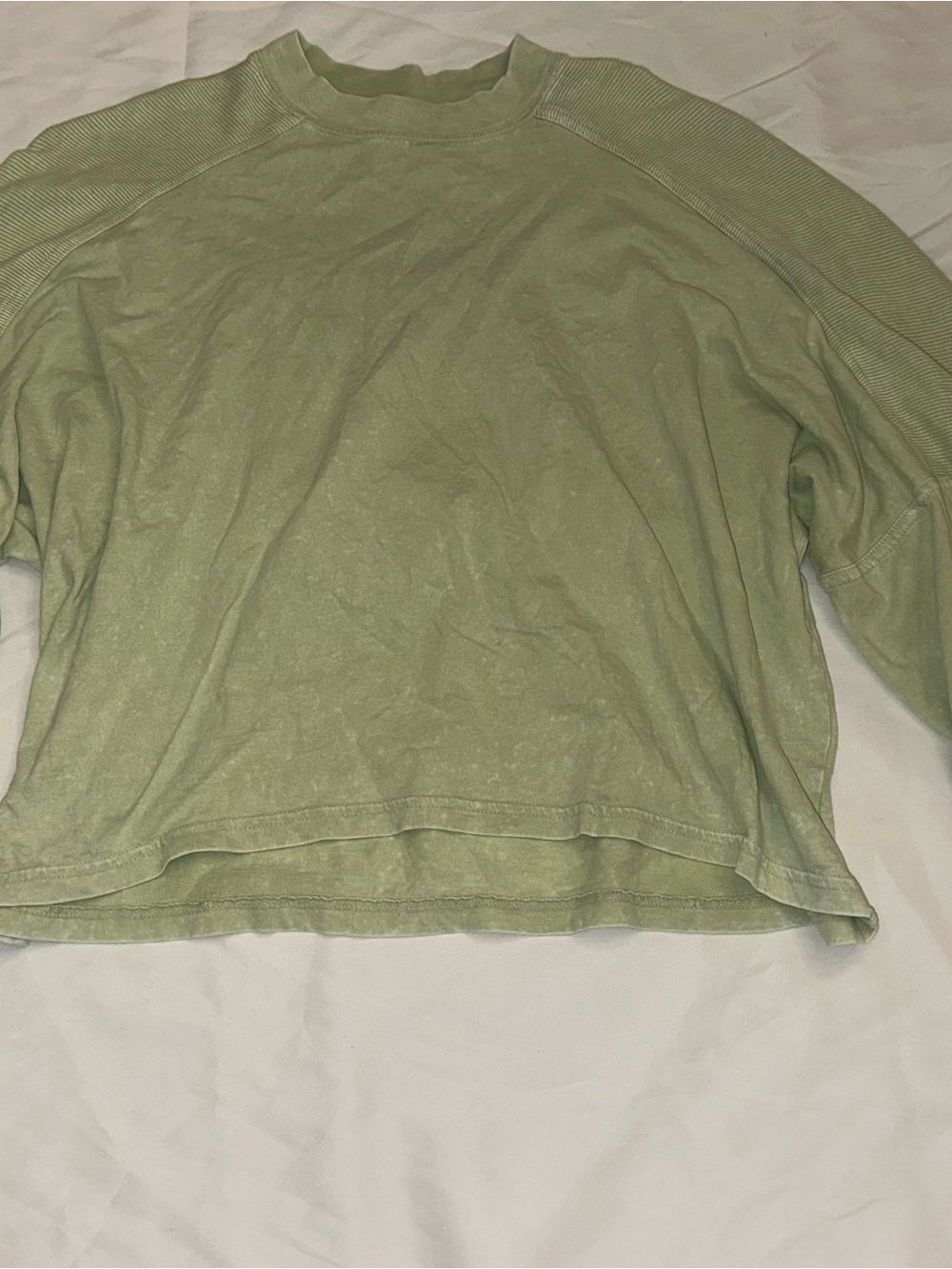 aerie Light Sage Green Long Sleeve Crop Top